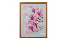 กรอบรูปภาพวาดดอกไม้ ใส่กรอบไม้สัก